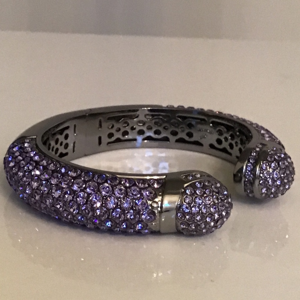Fabulous Joan Boyce light purple colour pave hinged cuff bracelet S/M size